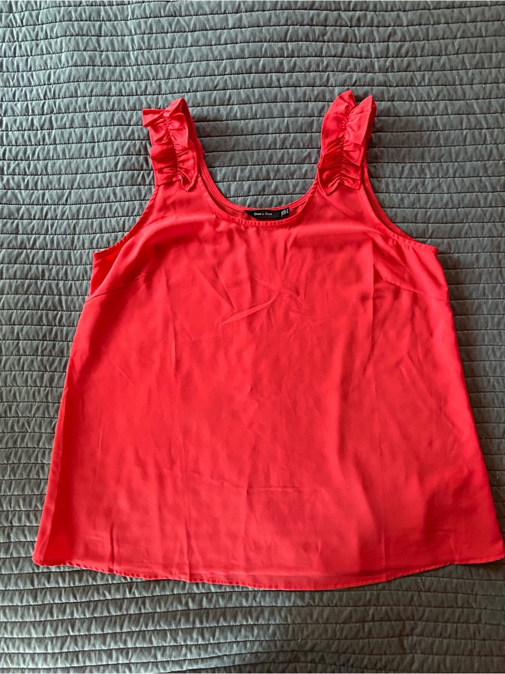 Doe & Rae Coral Ruffled Strap top